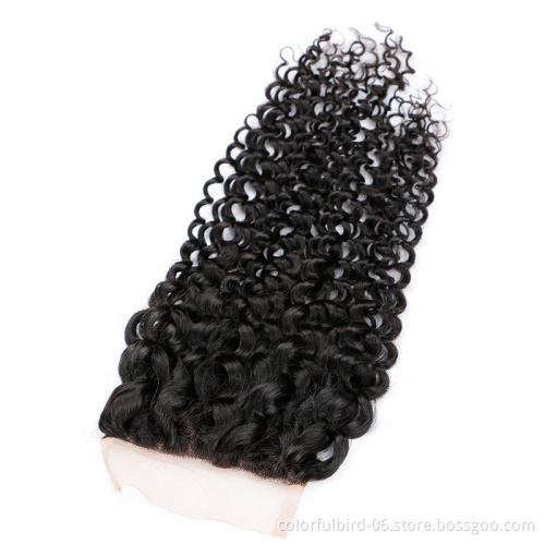 Free Sample Grade 8A Kinky Curly Cuticle Aligned human hair 4*4 closure HD lace Afro human hair extension